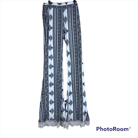 TEA  N  ROSE Black/White Wrap Leg  Pants . - Picture 3 of 6